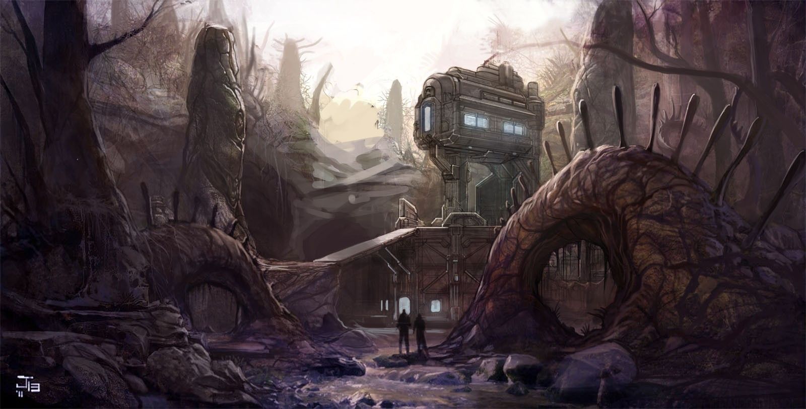 video games, landscapes, trees, Halo, people, Microsoft, digital art, conce...