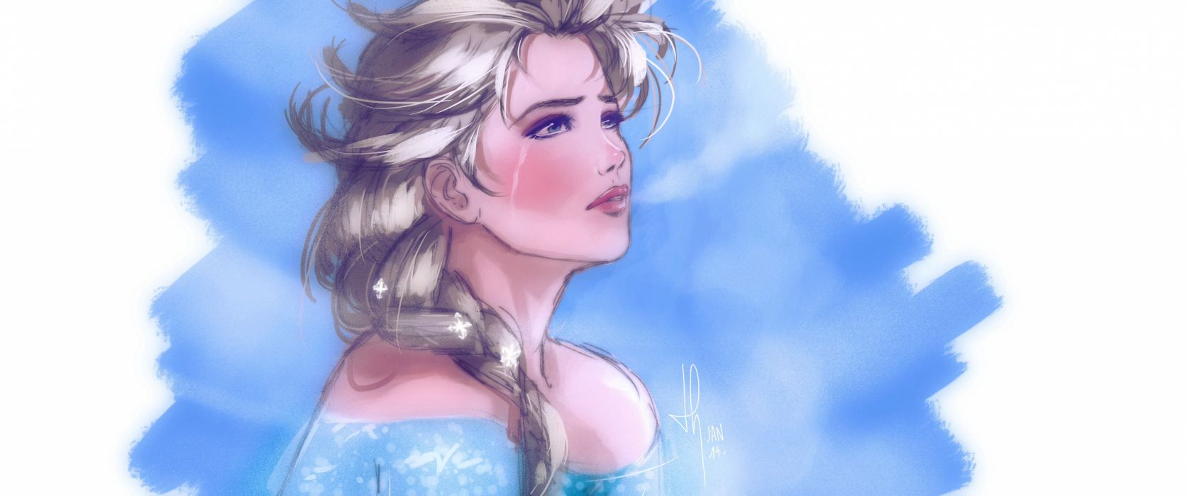 Frozen Elsa Snow Queen Arendelle cry blue girl movie wallpaperx1714