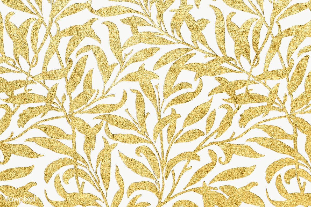 Glittery gold leaf patterned background design element. free image by rawpixel.com / marinemynt. Background patterns, Background design, Flowery wallpaper