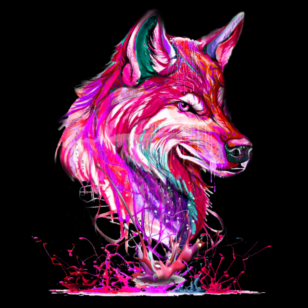 Green and Pink Wolf