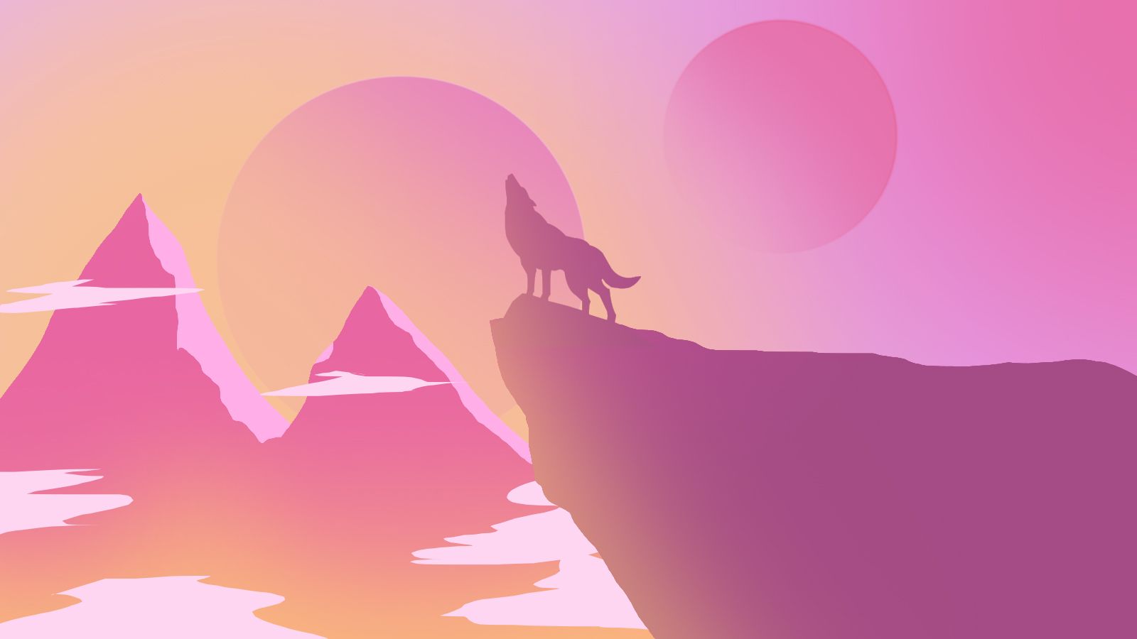 Minimalist Pink Wolf Wallpaper:1600x900