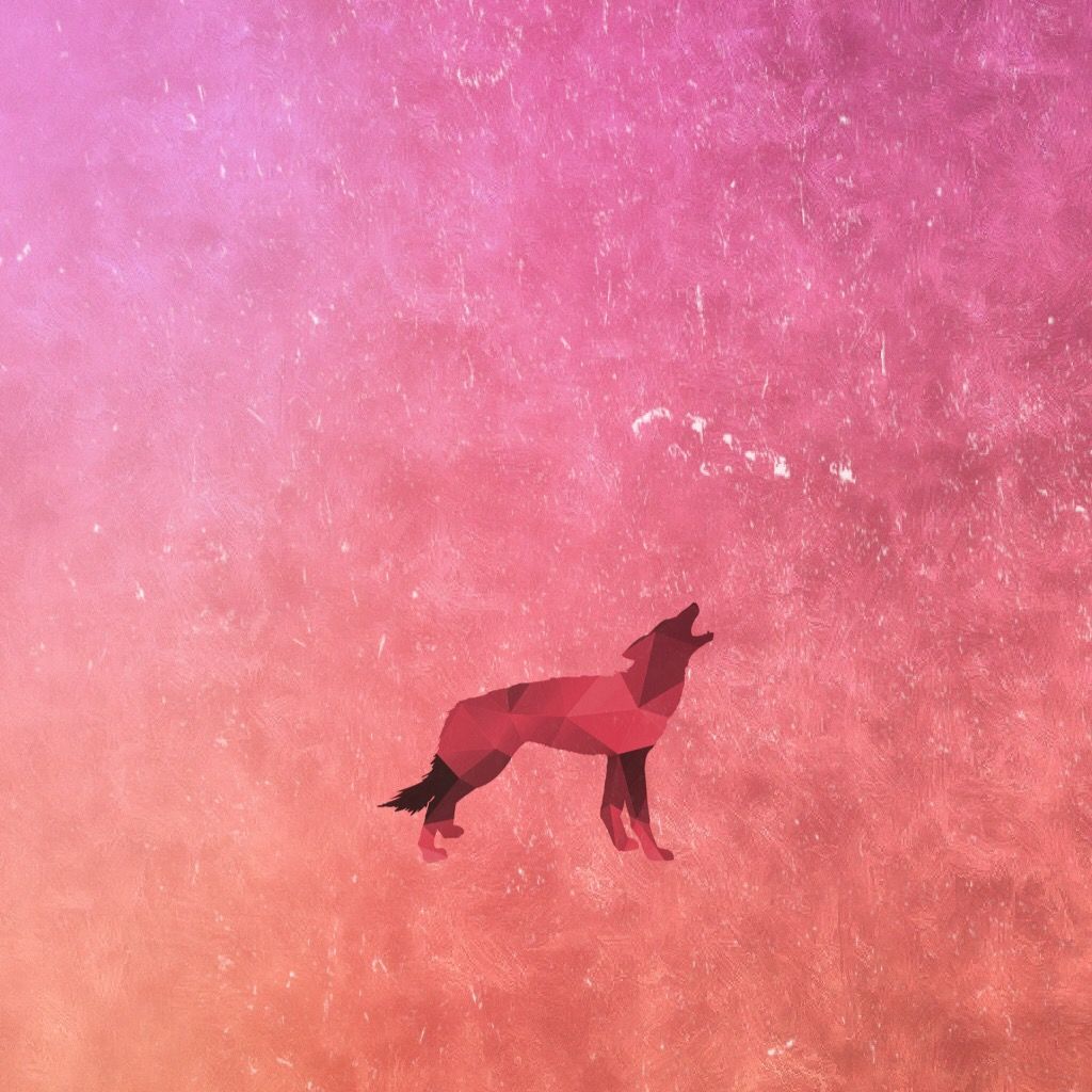 Red Wolf of Shapes on purple and pink background