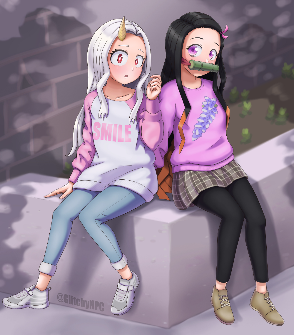 Eri and Nezuko by GlitchyNPC on Newgrounds. My hero academia episodes, Cute anime character, My hero academia manga