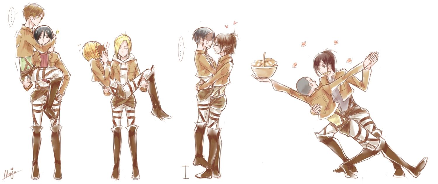Annie Leonhardt Armin Arlert Conny Springer Eren Jaeger No Kyojin Couples