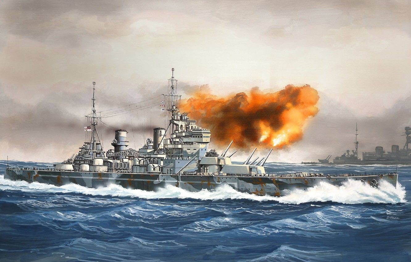 Wallpaper ship, art, Navy, military, battleship, British, battleship, WW HMS, Prince of Wales image for desktop, section оружие