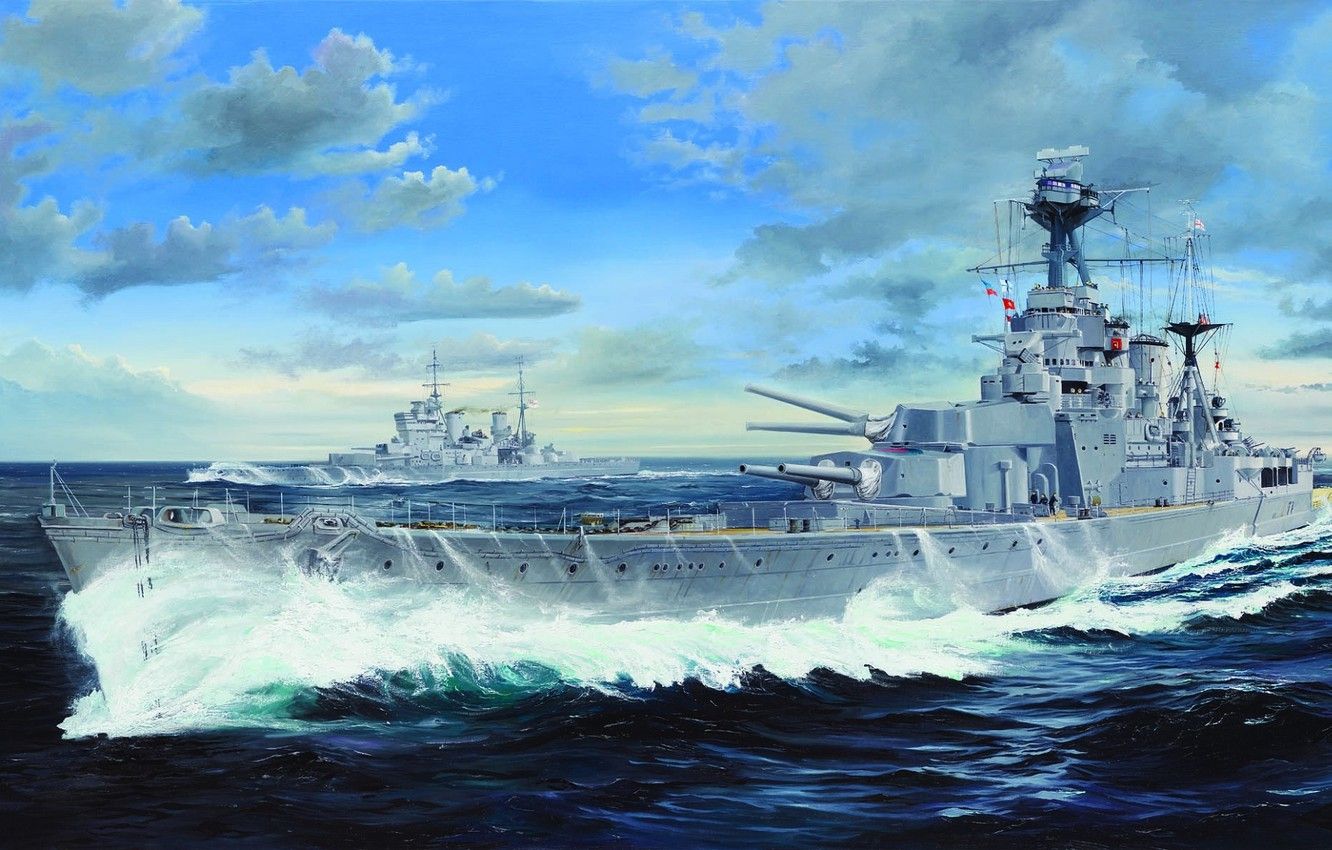 Wallpaper ship, art, Navy, military, battleship, British, battleship, WW Hood, HMS image for desktop, section оружие