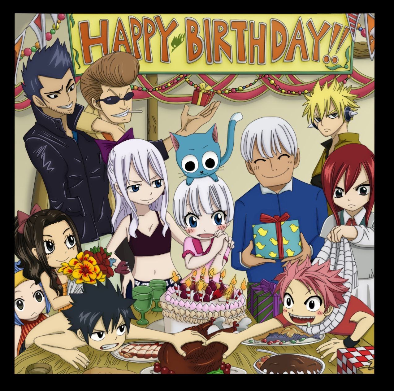 happy gray gifts natsu scarlet erza fullbuster gray dragneel natsu anime manga happy birthday happy
