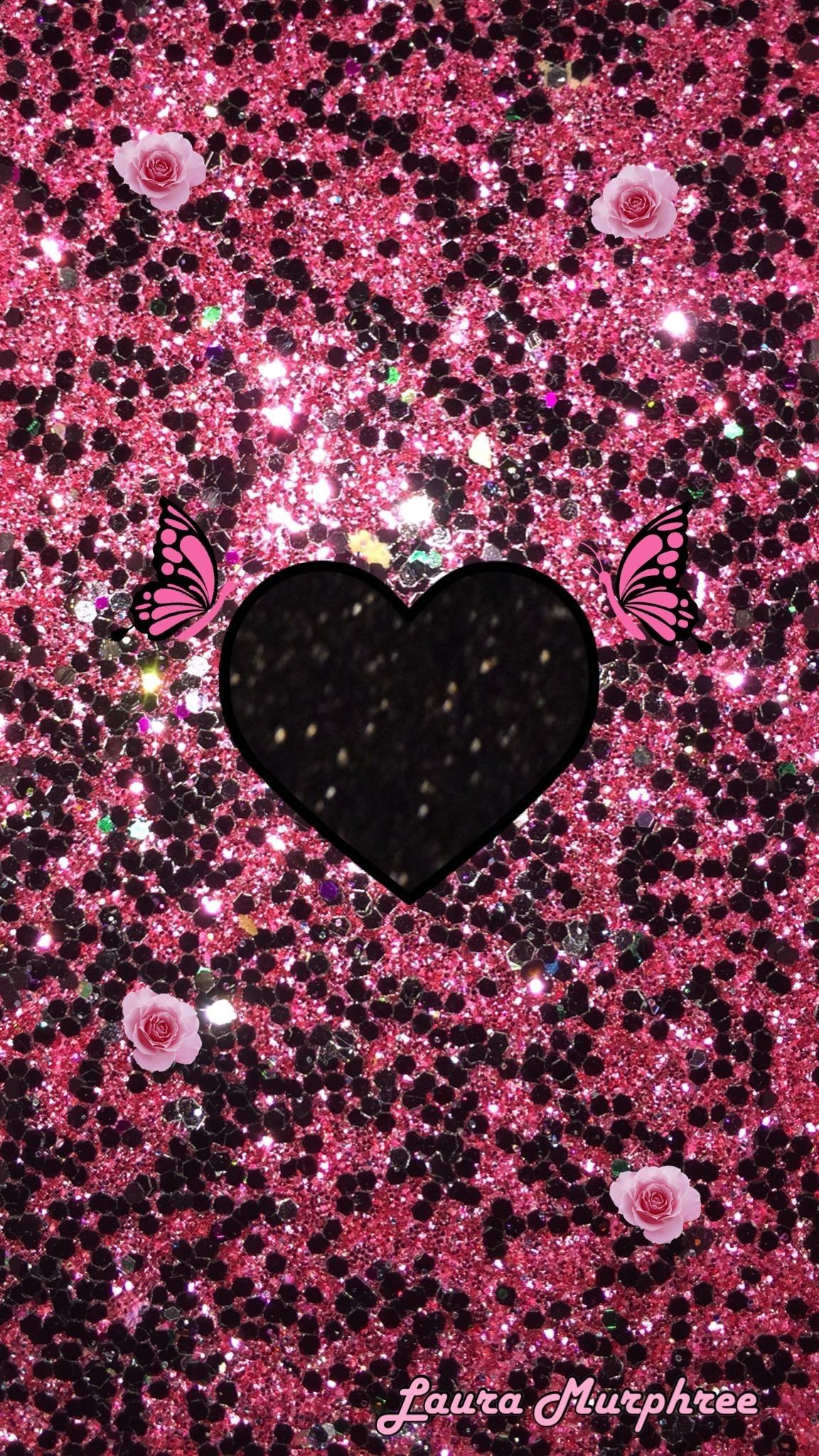 Glitter Heart Horizontal Background