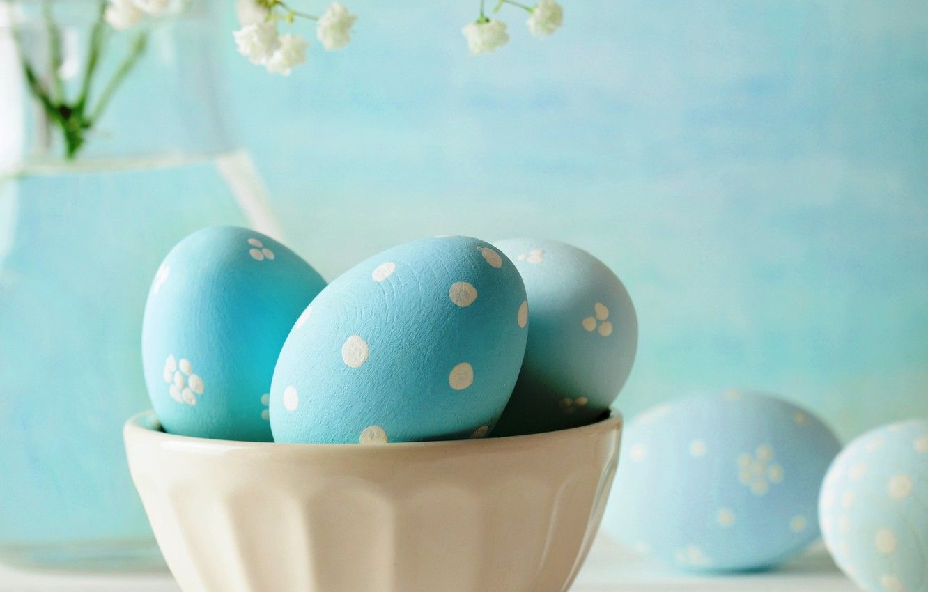 Wallpaper flowers, eggs, Easter, blue, flowers, eggs, easter, pastel image for desktop, section праздники