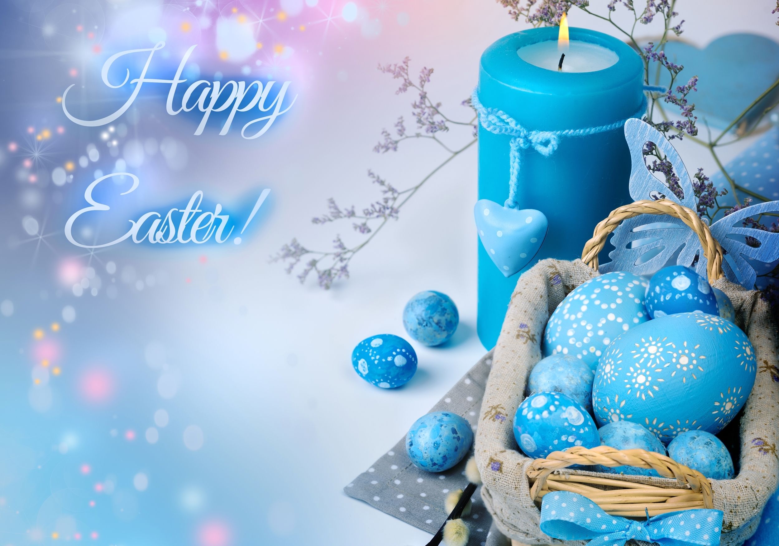 Photo Easter Eggs Light Blue Candles 2500x1754