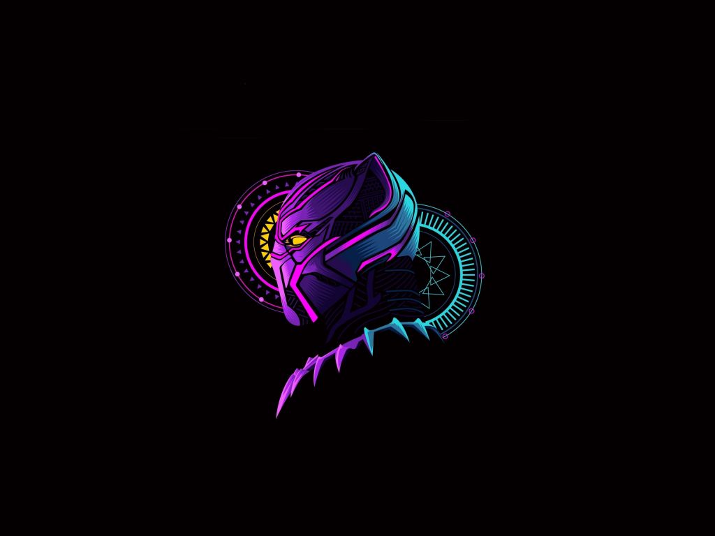 Desktop wallpaper black panther, glow, mask, minimal art, HD image, picture, background, 8ce323