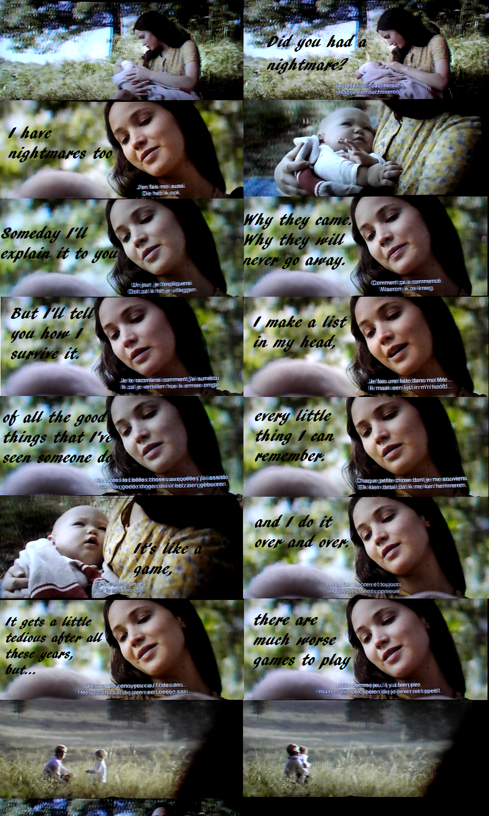 SPOILER ALERT Official end scene The Hunger Games: Mockingjay Part 2. IT WAS PERFECT!! AND THE MOVI. Hunger games quotes, Hunger games, Hunger games quotes peeta