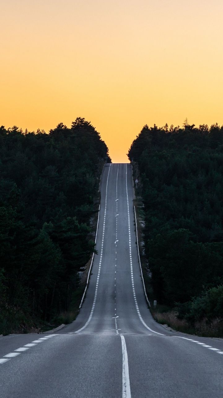 Road, journey, sunset, France, 720x1280 wallpaper. Road, Beautiful roads, Country roads
