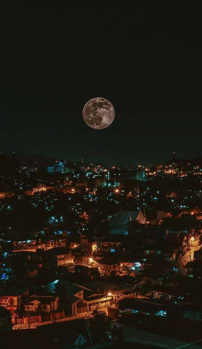 The moon as seen from Baguio City, Philippines. Night scenery, City lights wallpaper, Scenery wallpaper