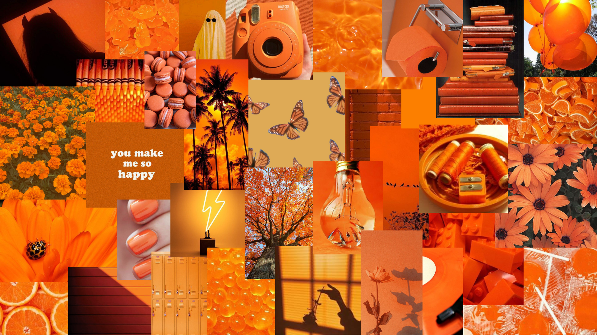 Aesthetic Orange Background Collage