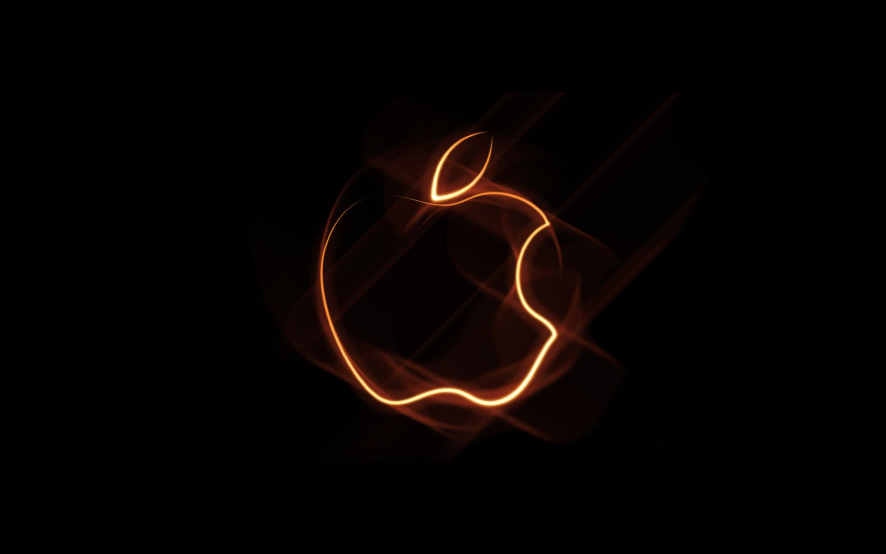 Orange Outline Apple Logo Wallpaper for Desktop and Mobiles 15 Retina Macbook Pro