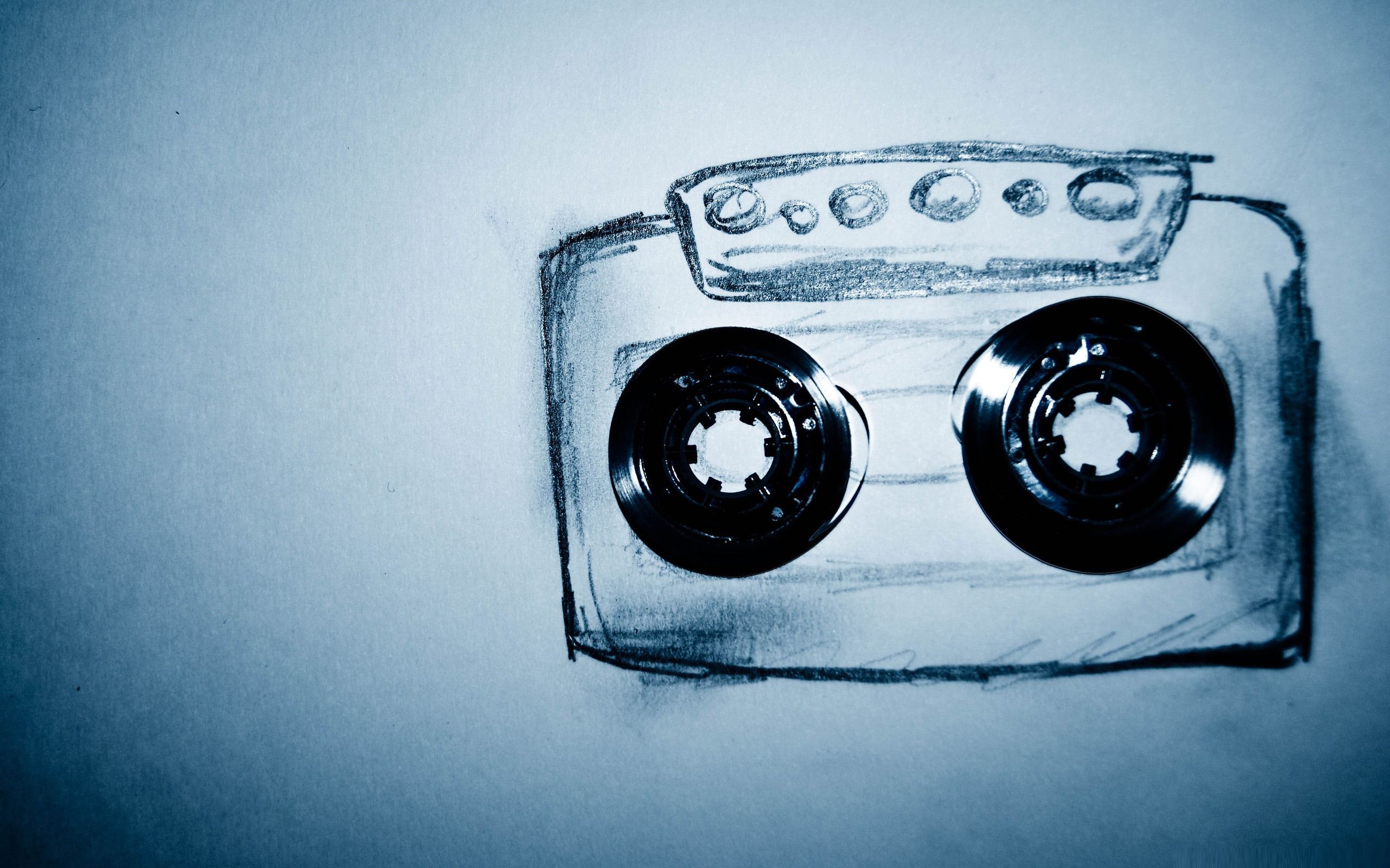 Cassette Tape Drawing Music Theme Desktop Wallpaper