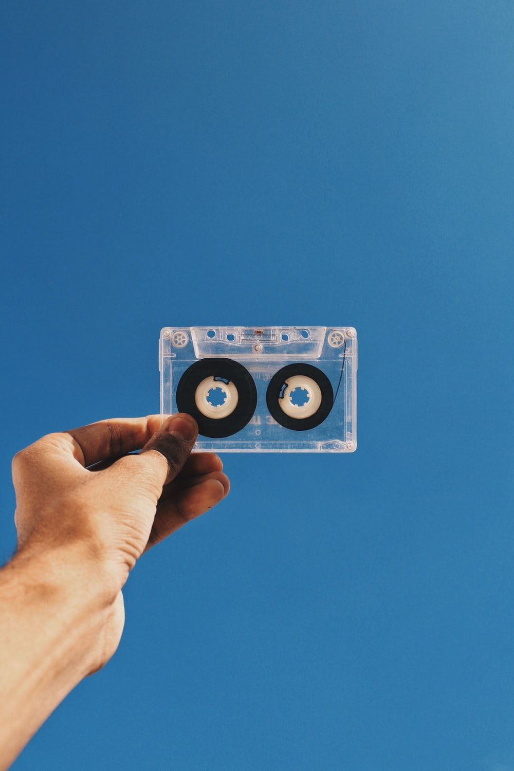 black and white cassette tape photo