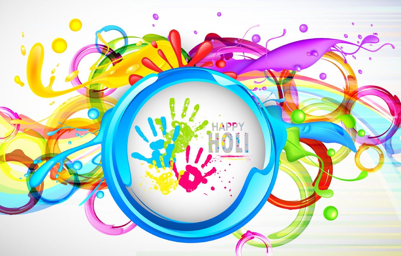 Wallpaper background, paint, blots, Colorful, prints, palm, colorful, Festival, festival, Happy Holi image for desktop, section праздники