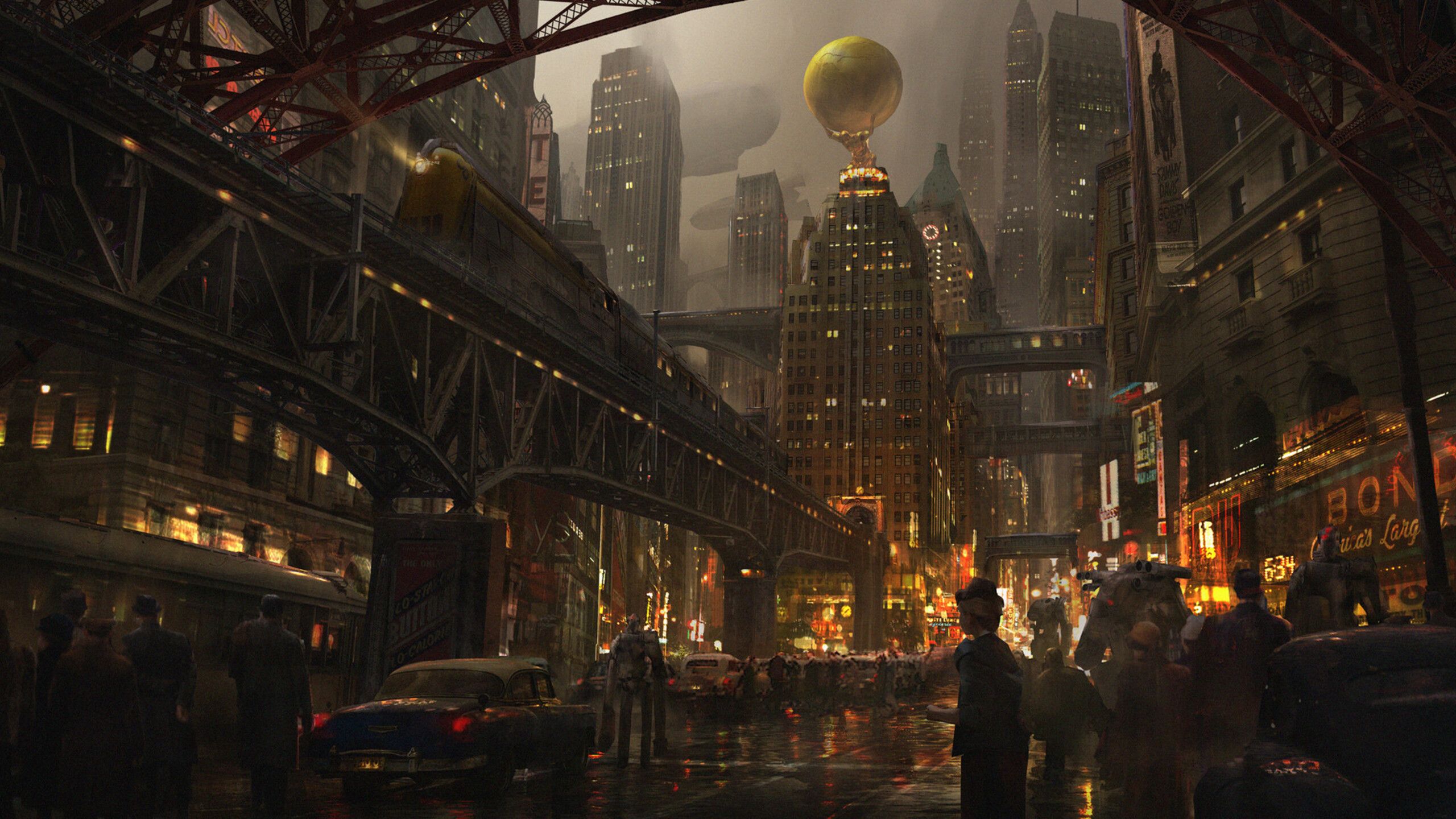 Dieselpunk City Concept Art 1440P Resolution HD 4k Wallpaper, Image, Background, Photo and Picture