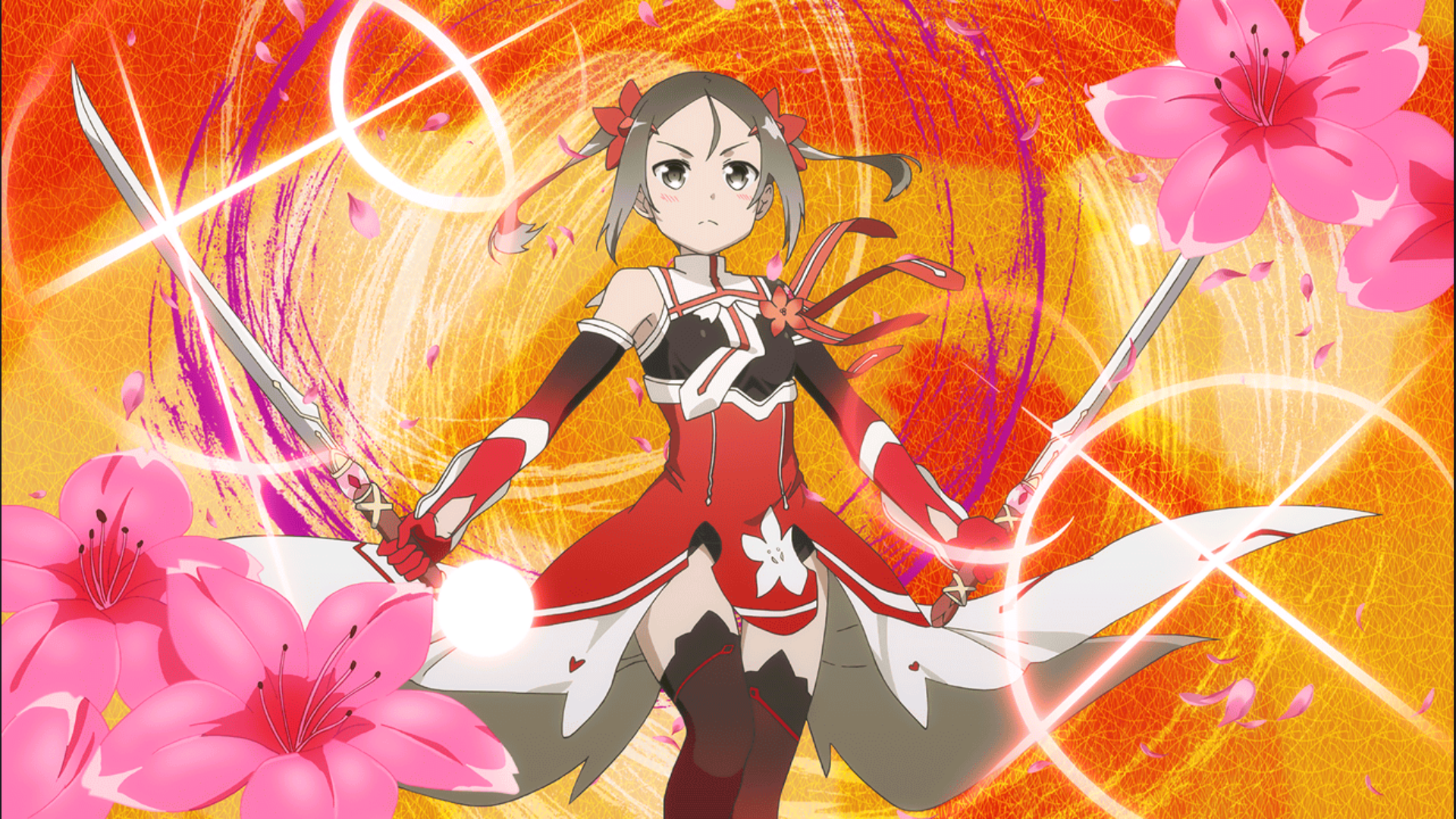 Wallpaper, red, pink, Yuki Yuna is a Hero, Miyoshi Karin, Evergreen Azaleas 1920x1080
