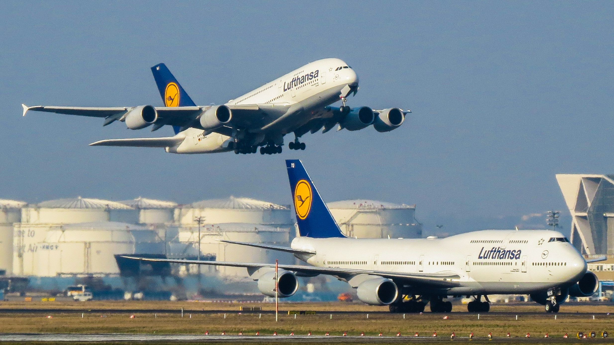 Image: Airbus A380 And Boeing 747 Lufthansa 1