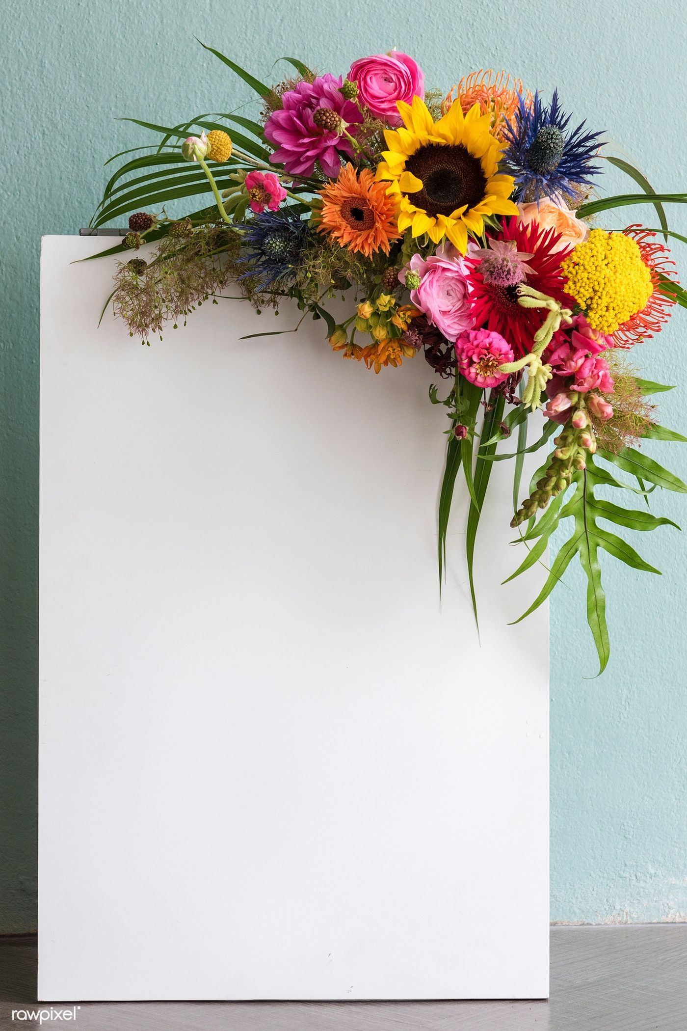 Download premium image of Blank white paper with a bouquet with colorful. Flower background wallpaper, Floral poster, Flower background