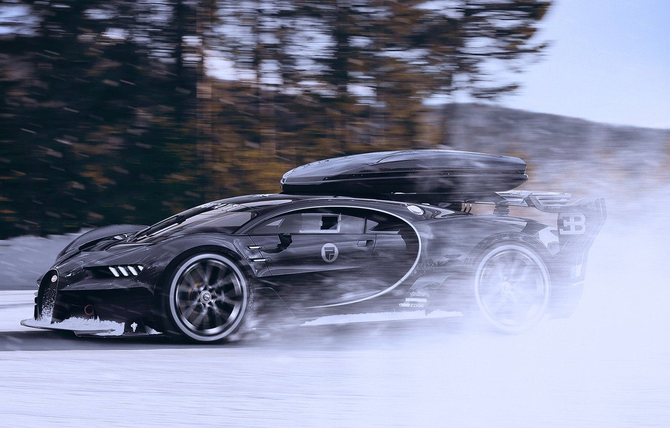 Wallpaper Bugatti, Vision, Winter, Speed, Black, Snow, Gran Turismo image for desktop, section bugatti