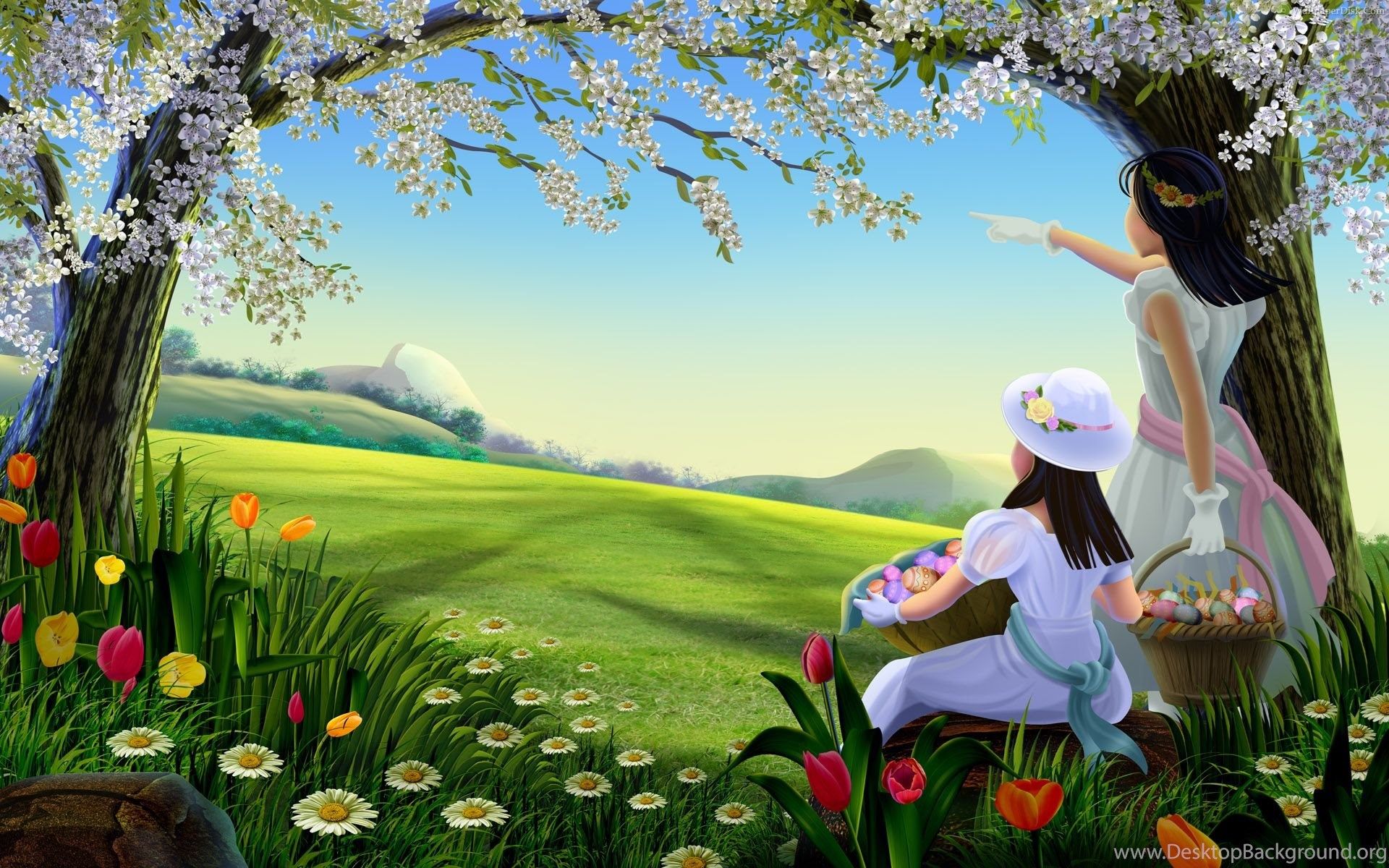 Download Easter Lady Spring Wallpaper Free Desktop Background