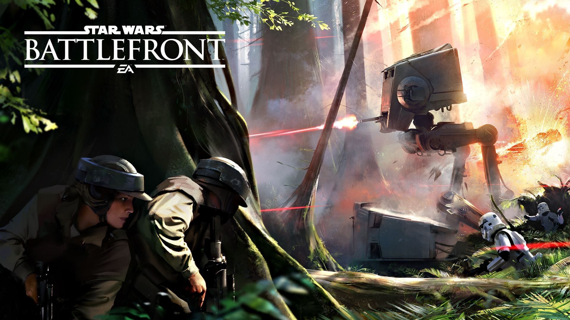 Wallpaper, Star Wars, soldier, stormtrooper, marines, Rebel Alliance, AT ST, Star Wars Battlefront, shooting, Battle of Endor, games, 1920x1080 px, computer wallpaper, pc game, infantry, militia, military organization, paintball equipment 1920x1080