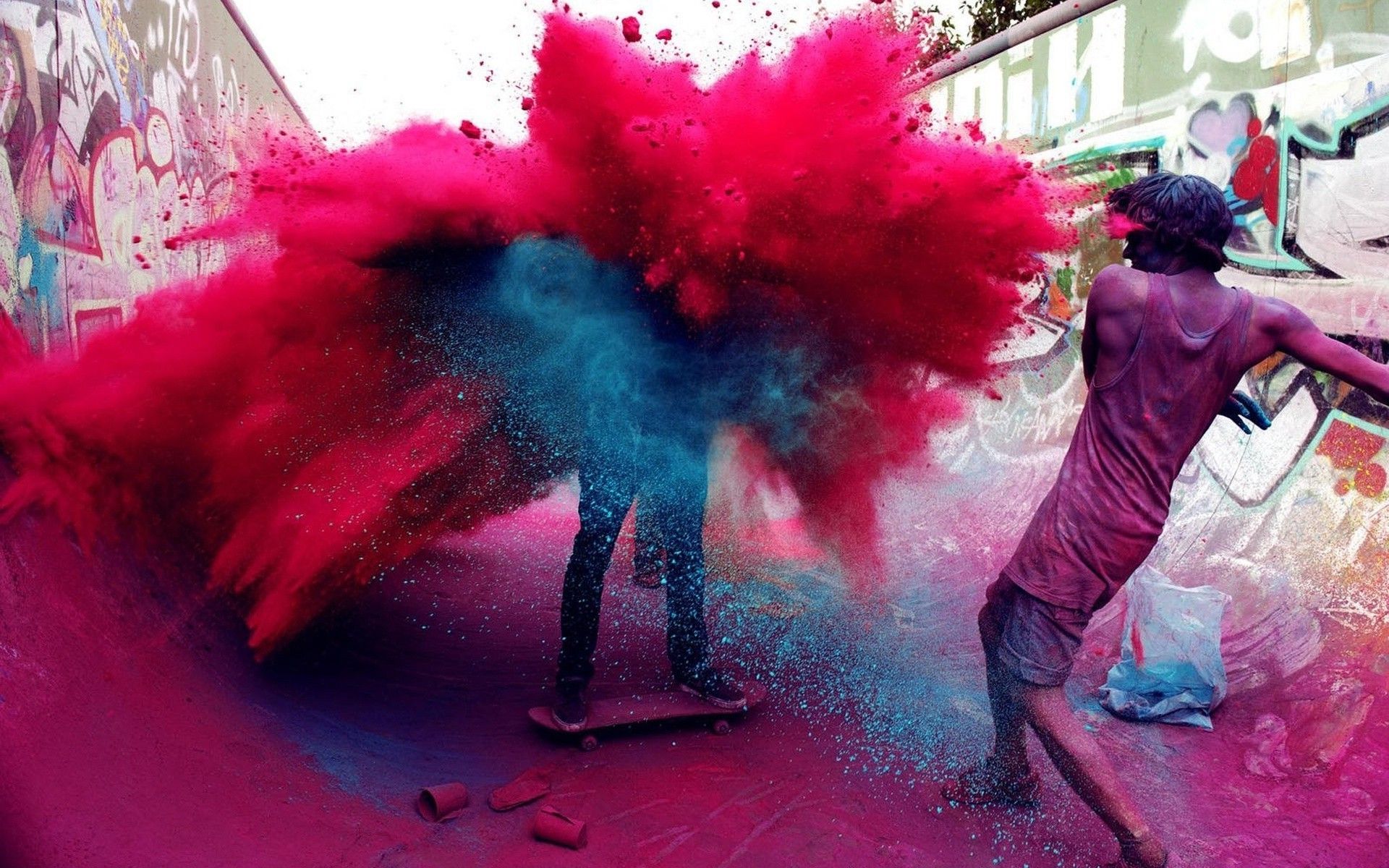 Holi India Culture Skateboarding Skates Colorful Wallpaper Background Wallpaper HD Wallpaper & Background Download