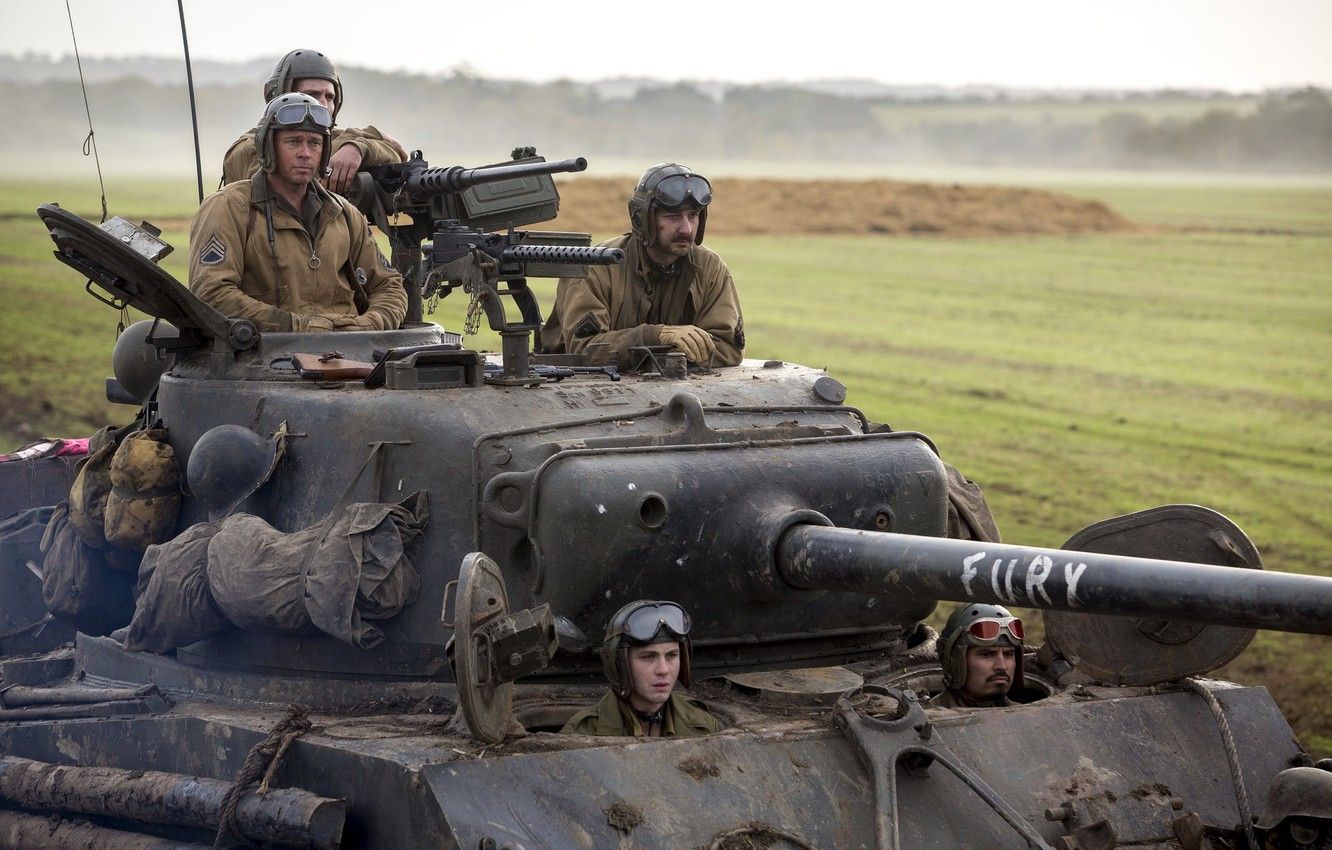 Wallpapers field, tank, Brad Pitt, Brad Pitt, drama, the crew, M4 Sherman, Fury, Fury image for desktop, section фильмы