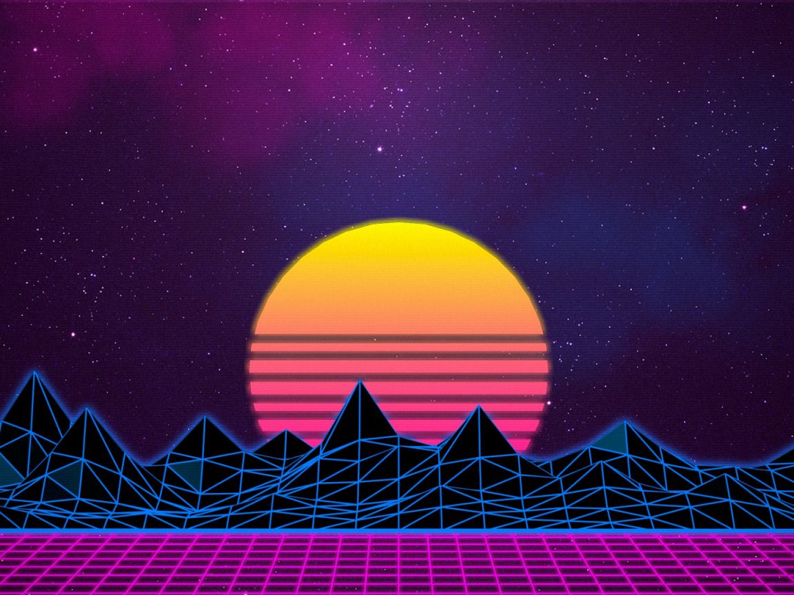 Download Wallpaper The Sun, The Sky, Mountains, Music, Stars, Neon, Space, Graphics, Synthpop, 80's, Synth, Synth Pop, Sinti, Section Rendering In Resolution 1152x864
