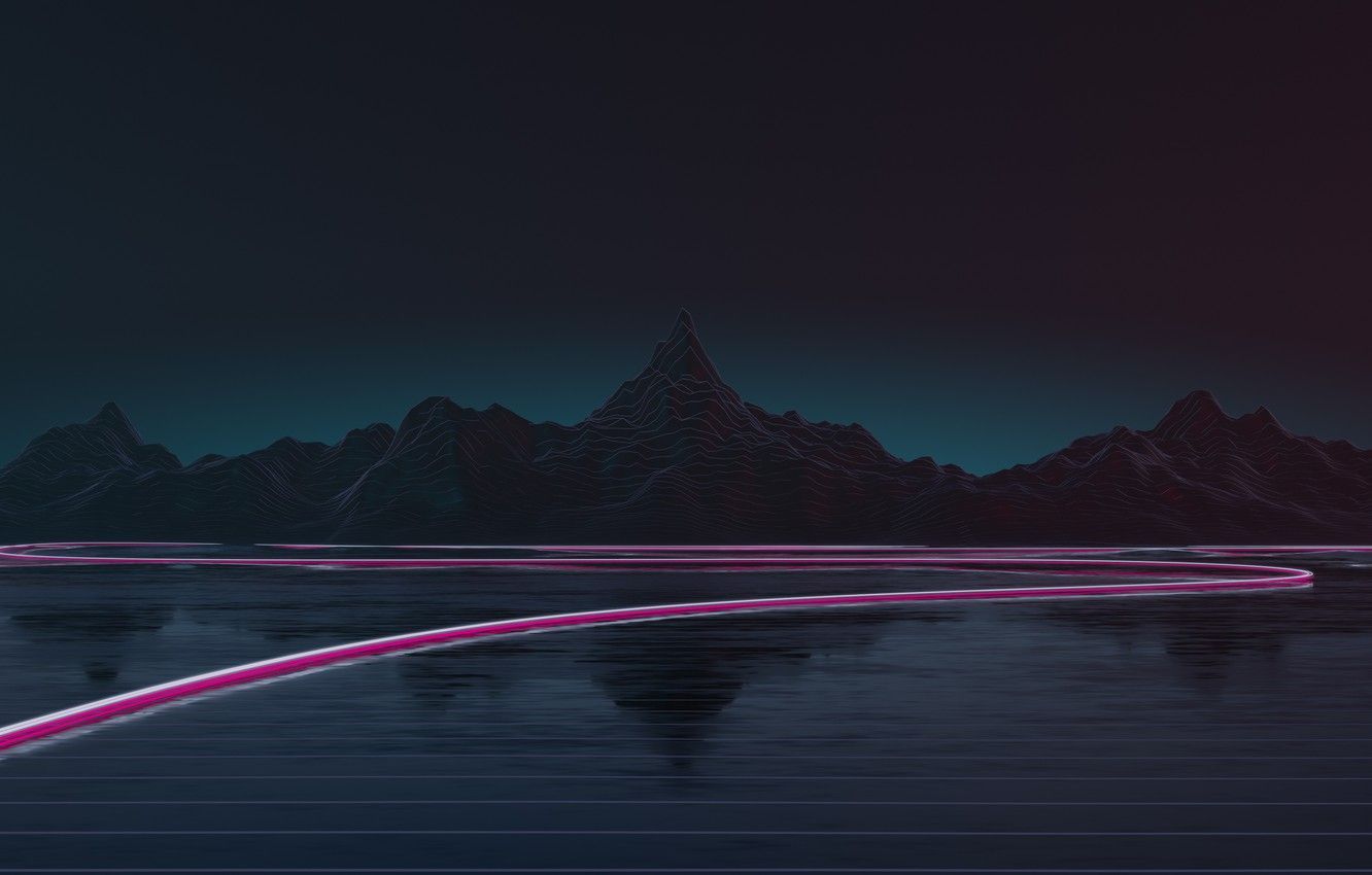 Neon Mountain Wallpaper 2K