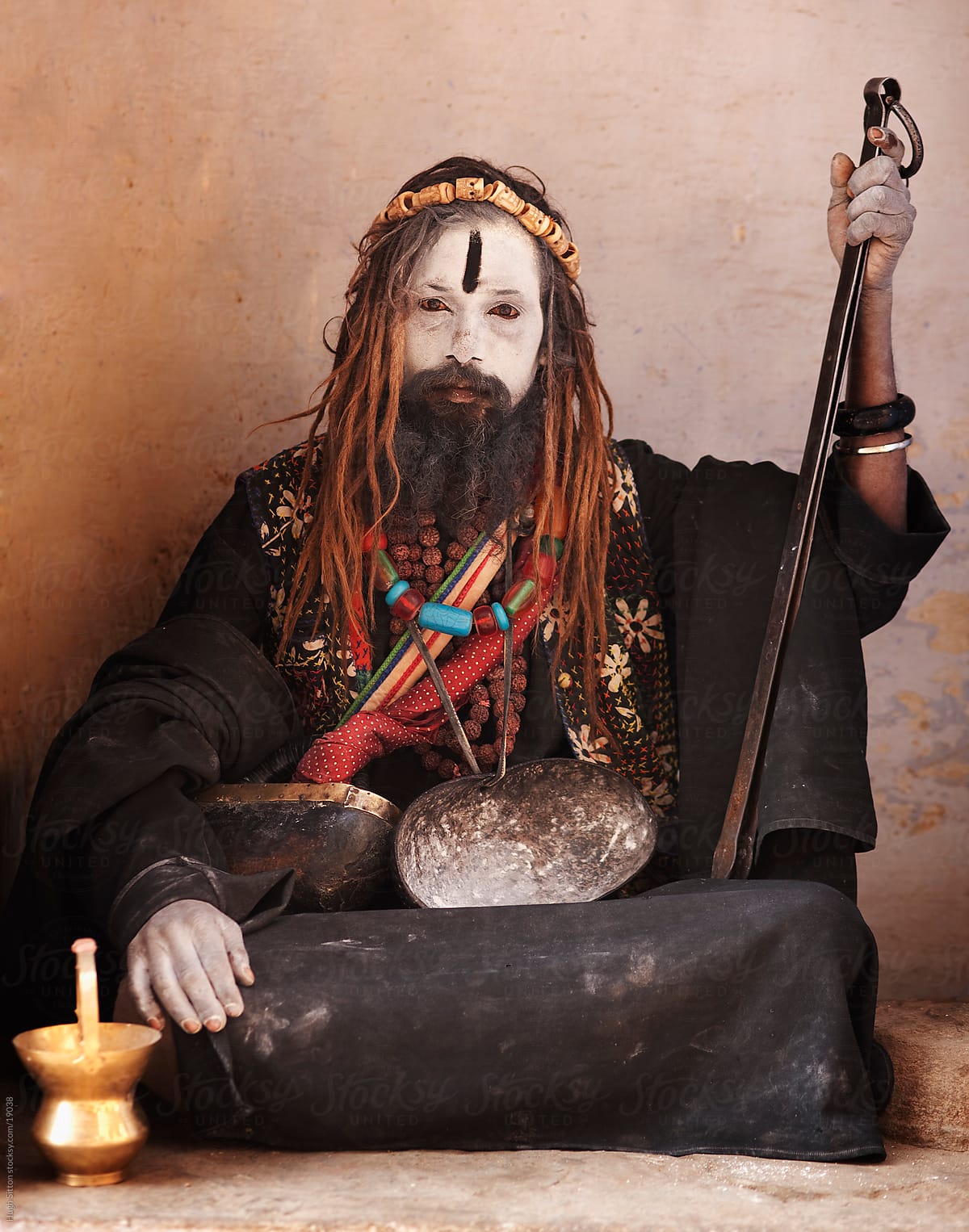 Portrait of sadhu from the Aghora. Varanasi. India