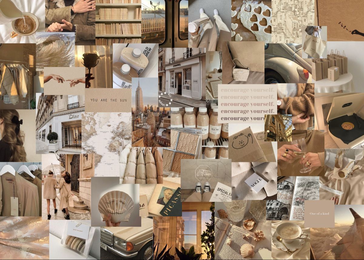 Beige Aesthetic Collage Wallpapers Wallpaper Cave