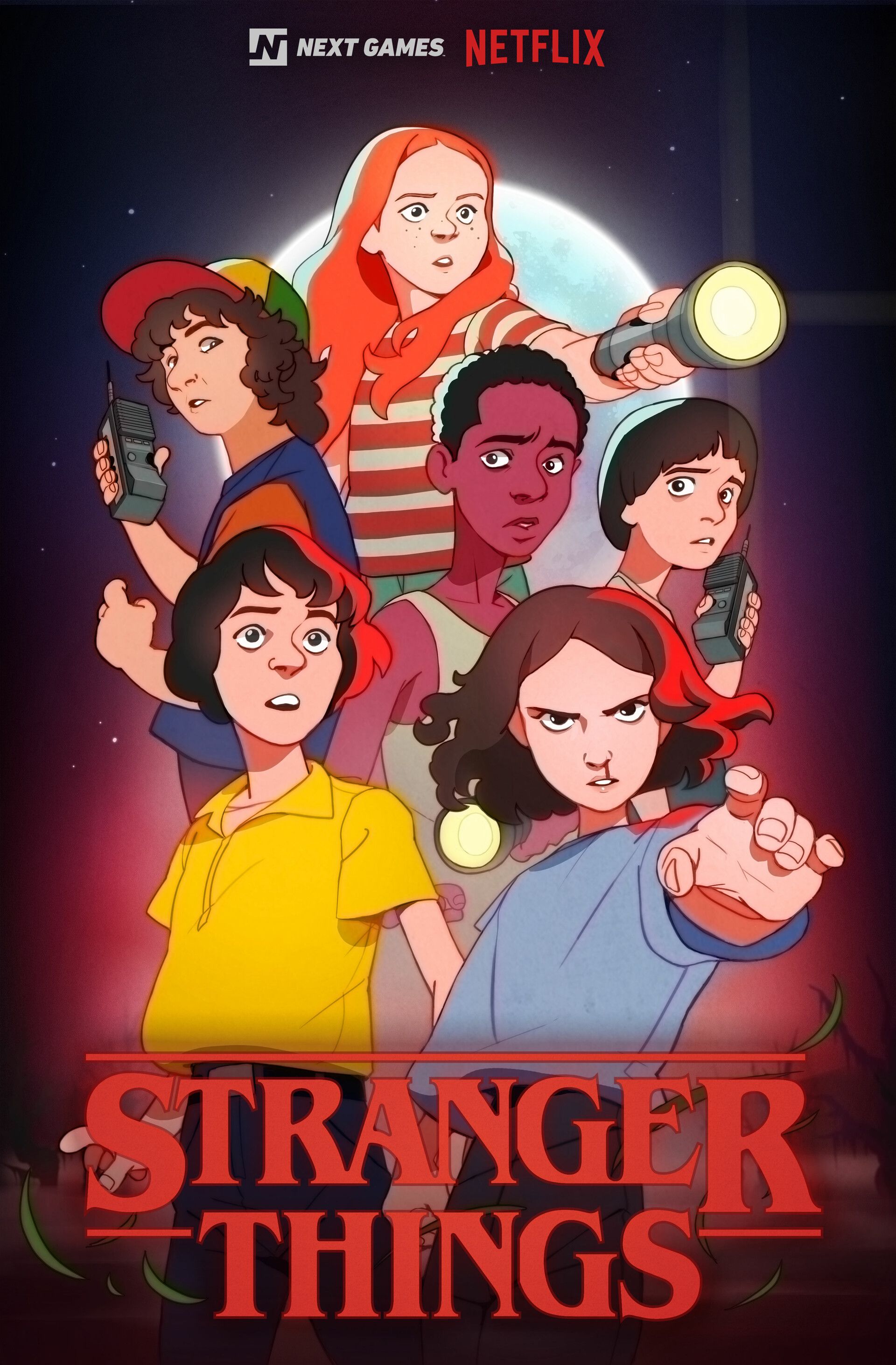 Stranger Things Netflix Artwork Tv Series 1980s 80s Retro Style Movies Vertical People Wallpaper:1920x2922