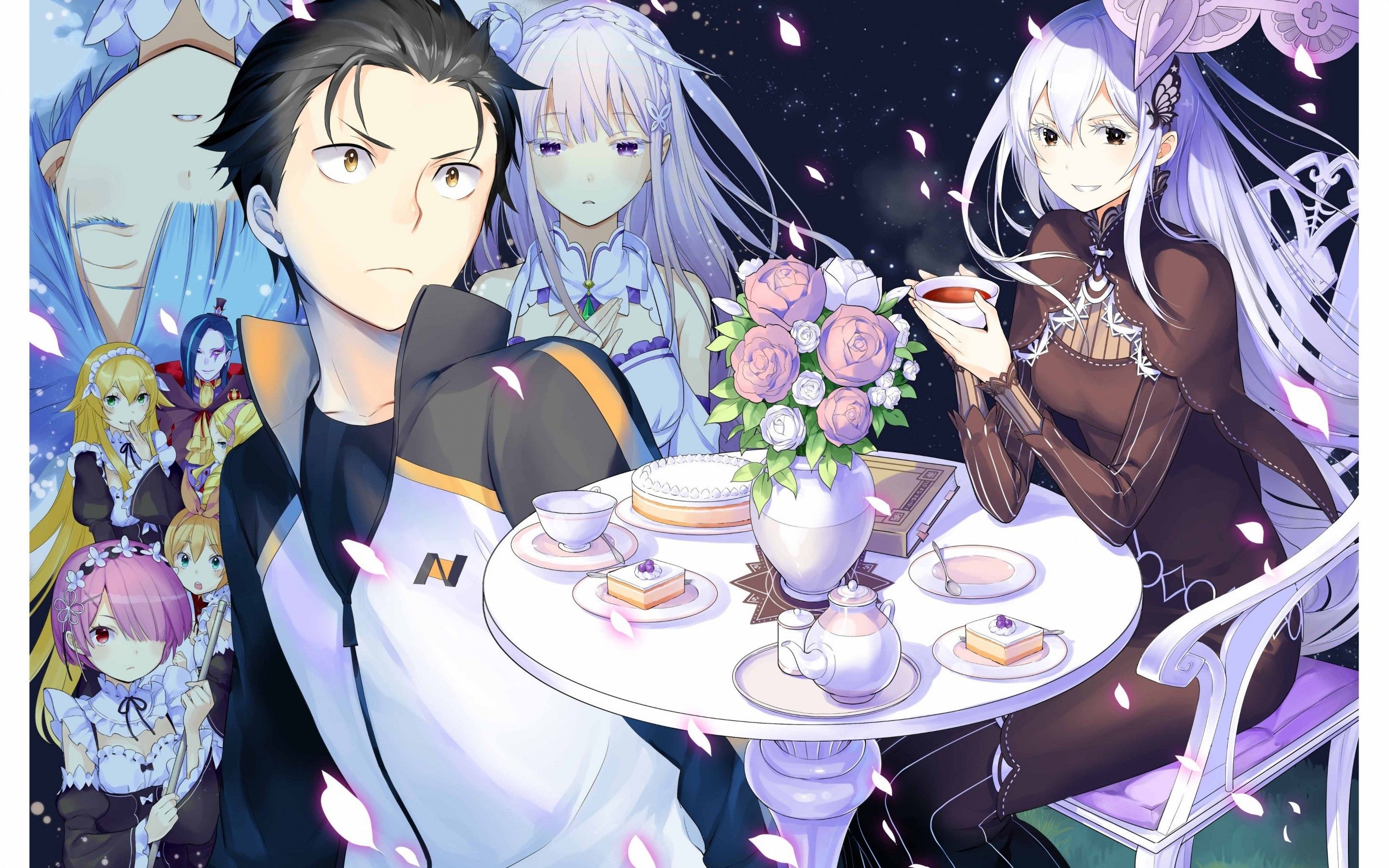 Download 2880x1800 Re: Zero, Emilia, Ram, Rem, Natsuki Subaru Wallpaper for MacBook Pro 15 inch