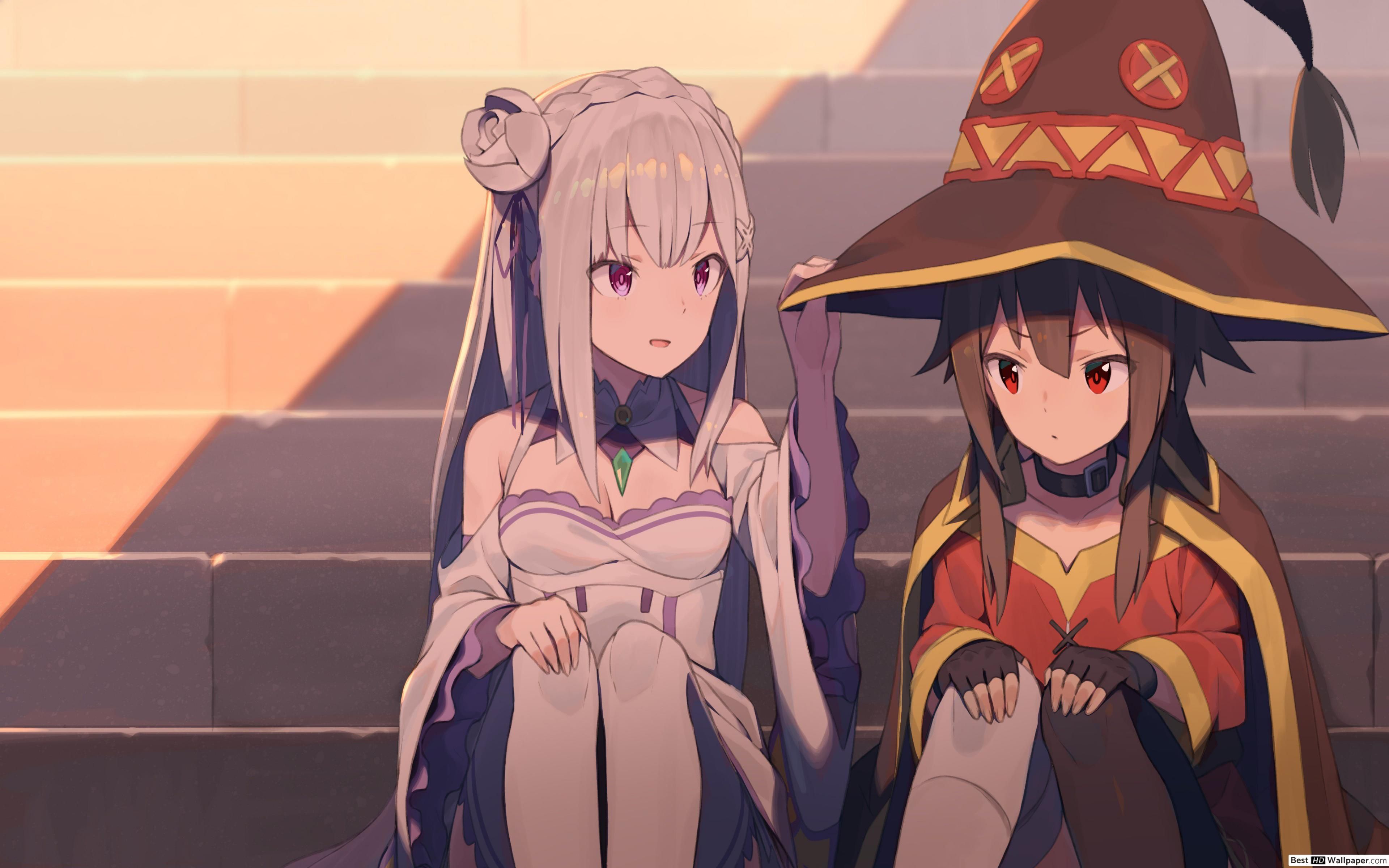 Re Zero Emilia And Subaru HD Wallpaper