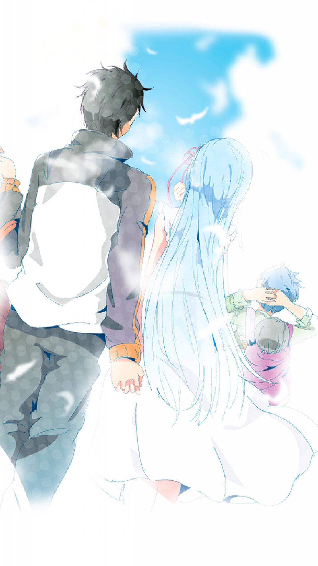 Download 1080x1920 Re: Zero, Subaru X Emilia, Romance, Couple, Back View, Scenic Wallpaper for iPhone 8, iPhone 7 Plus, iPhone 6+, Sony Xperia Z, HTC One