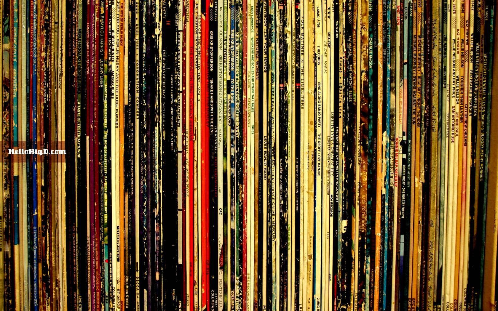 Vinyl Records on a Shelf
