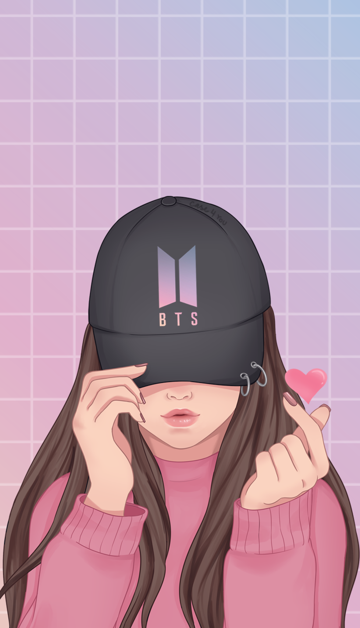 Wallpaper BTS Love #jungkook #pink #sweater. Girl cartoon, Cute girl wallpaper, Cute love wallpaper