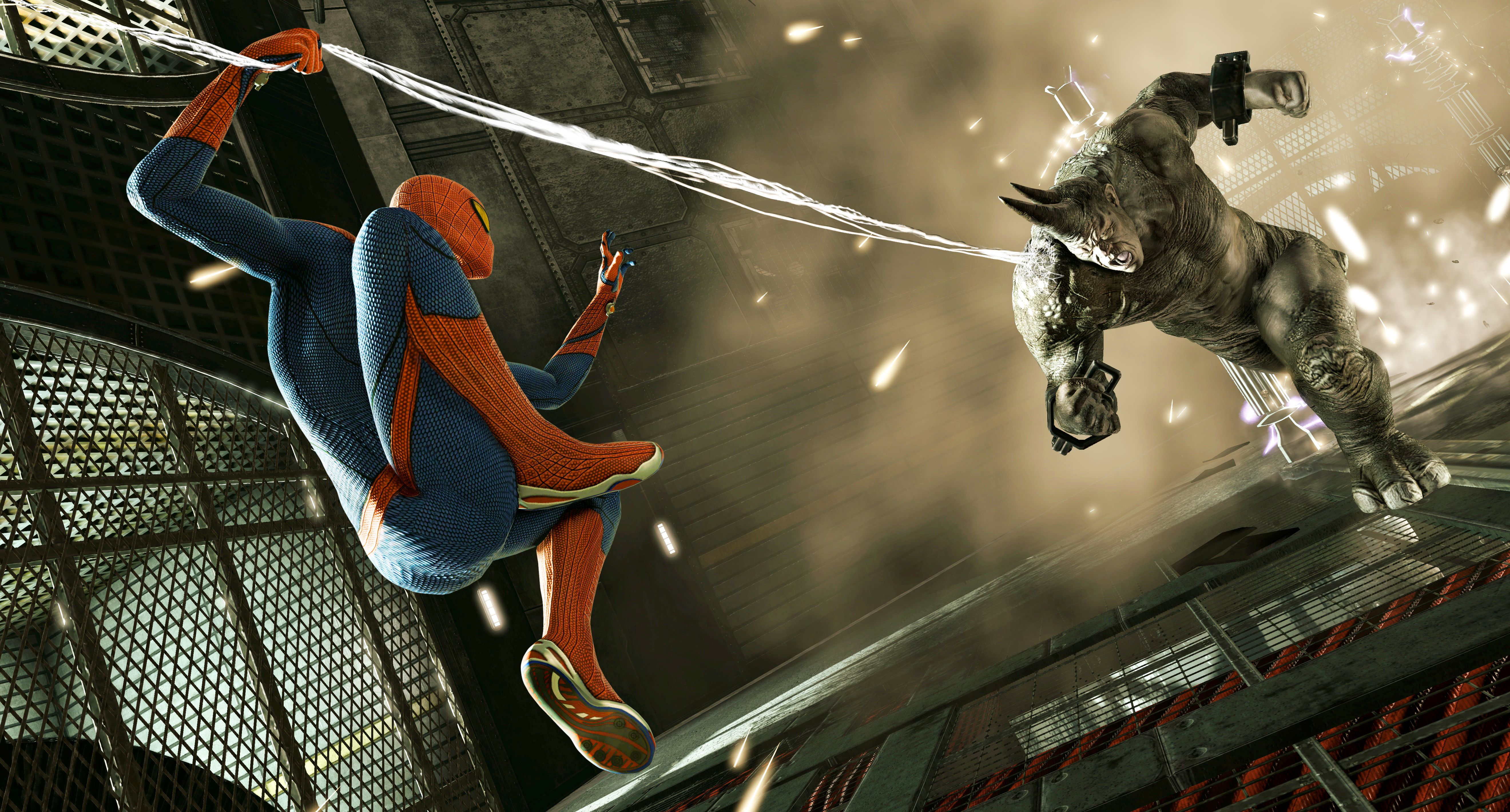 Spiderman vs Rhino HD wallpaperx2840