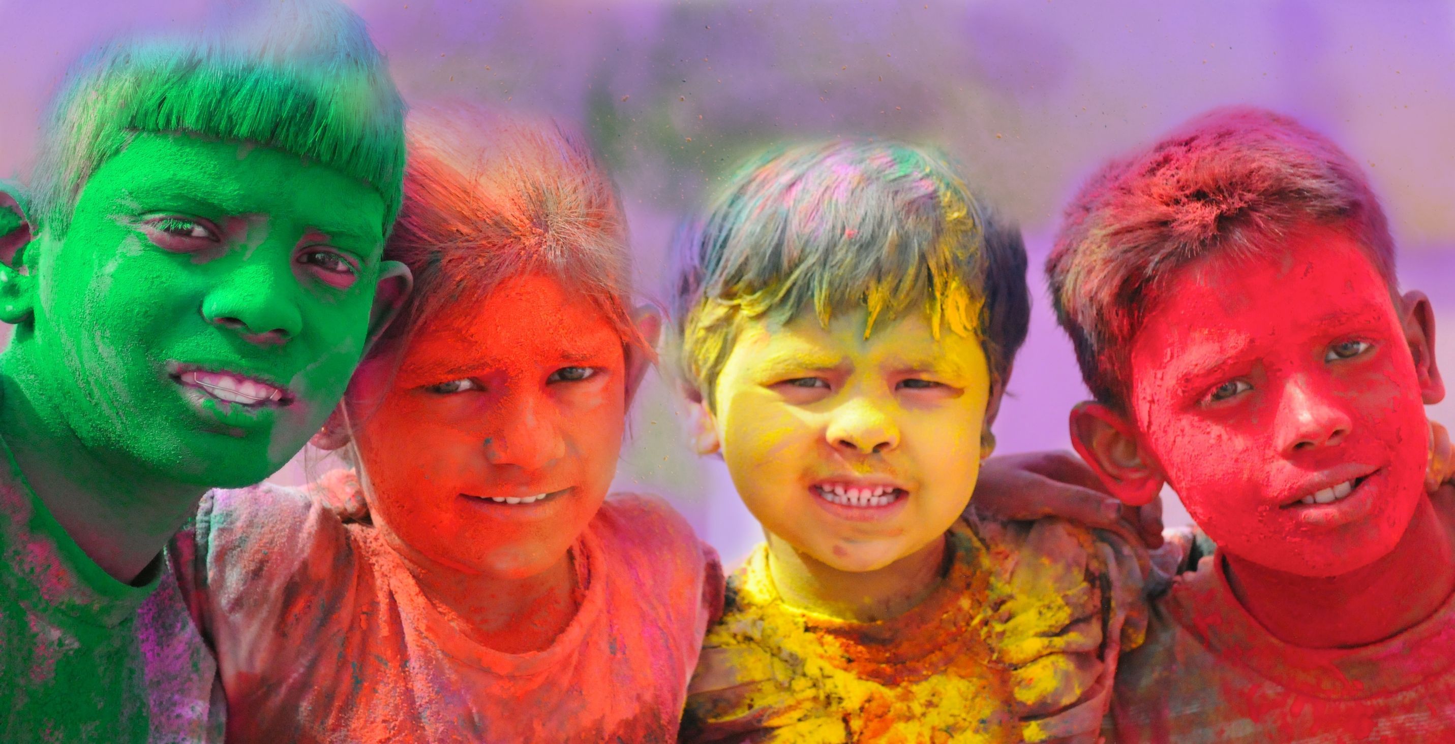 Children celebrating Holi, the festival of colors. Holi celebration, Holi image, Holi photo