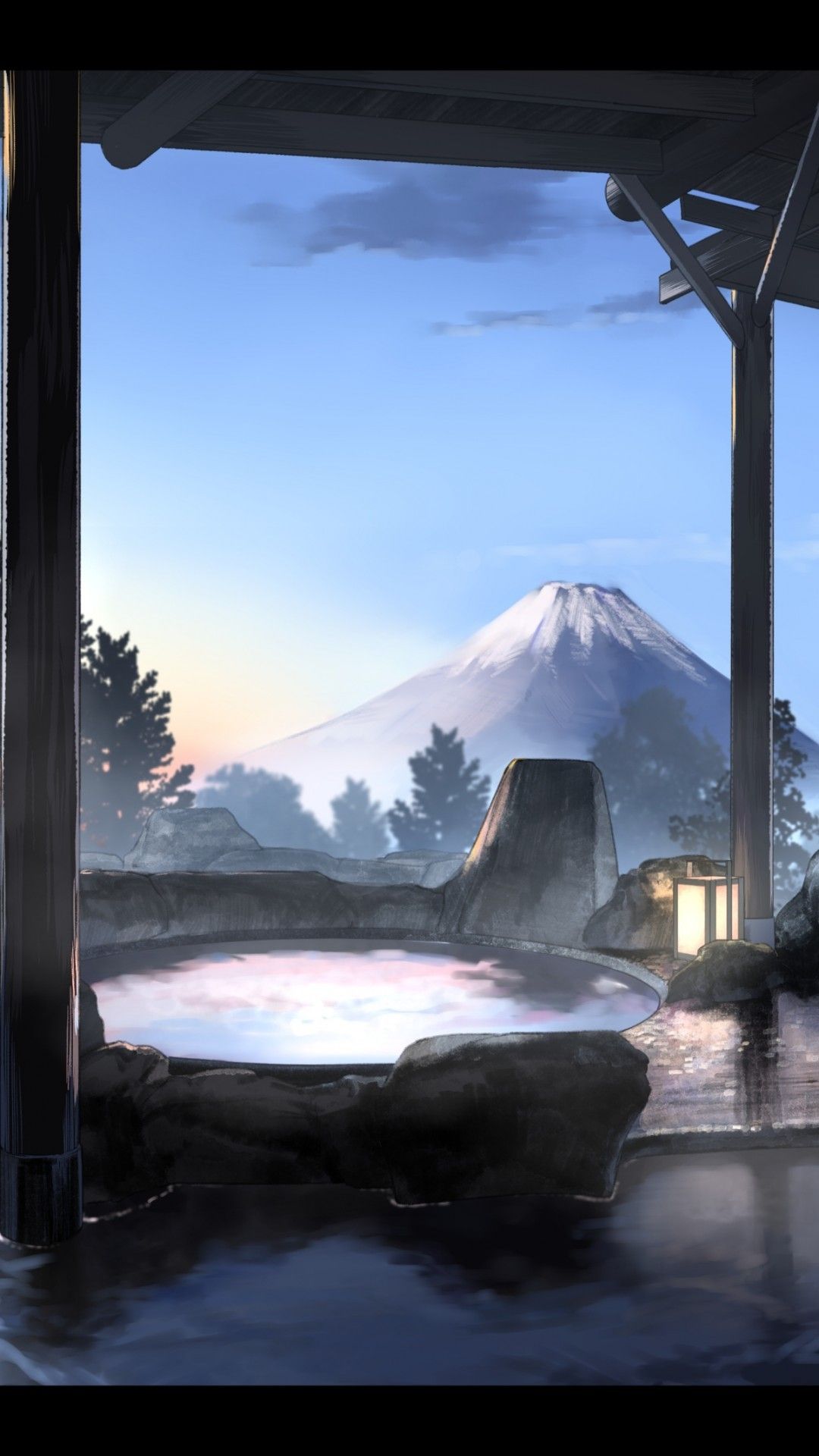 Download 1080x1920 Anime Girl, Kimono, Japanese Hot Spring, Onsen, Mountain Wallpaper for iPhone 8, iPhone 7 Plus, iPhone 6+, Sony Xperia Z, HTC One