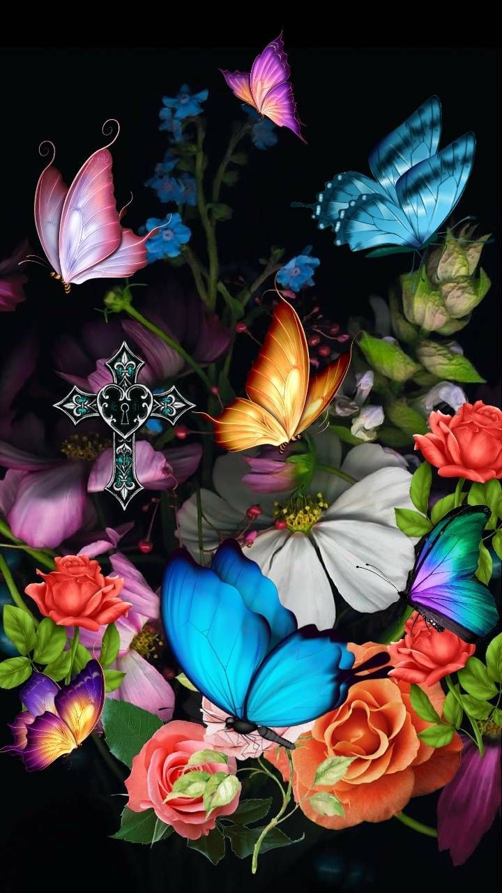 Download Easter Garden Wallpaper by Winstonsmom now. Browse mi. Butterfly art painting, Wallpaper nature flowers, Purple butterfly wallpaper