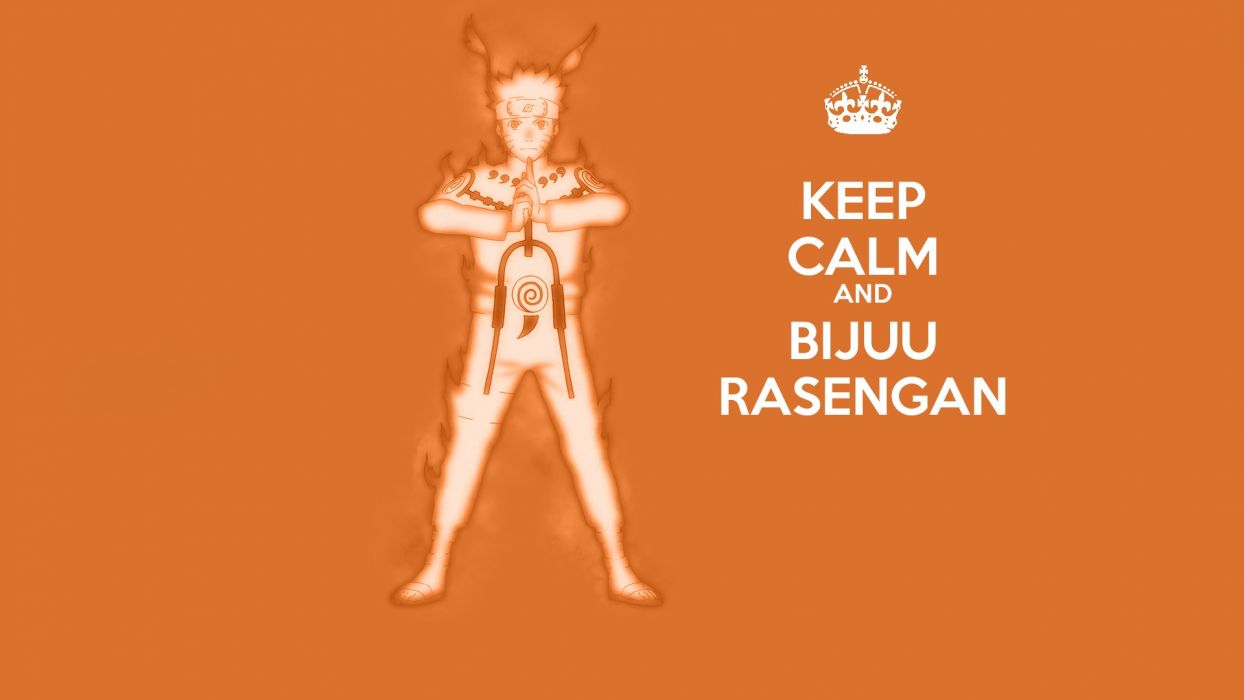 Naruto: Shippuden anime manga Uzumaki Naruto rasengan Keep Calm and orange background Bijuu Mode wallpaperx1080