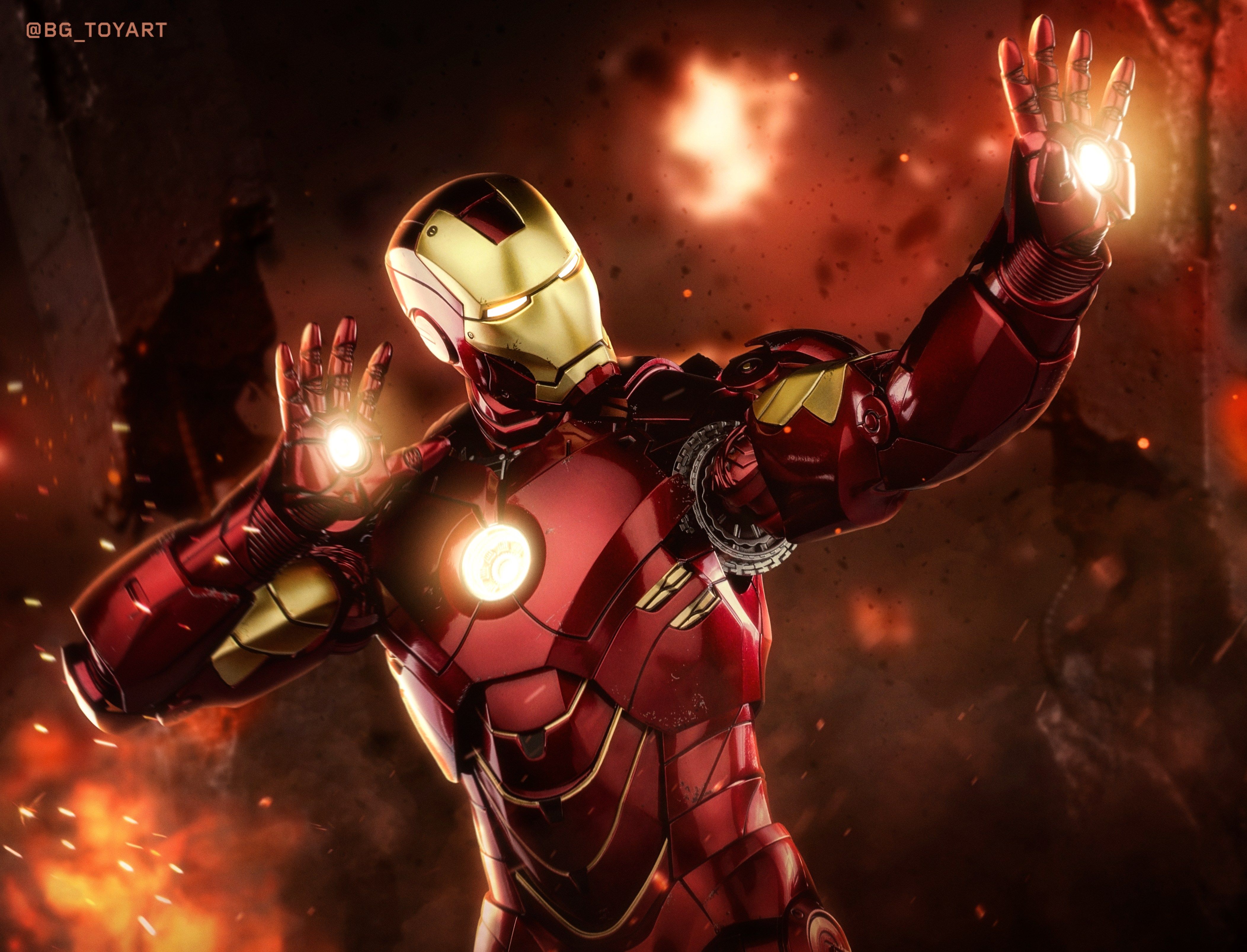 Iron Man Laser Firing Up, HD Superheroes, 4k Wallpaper, Image, Background, Photo and Picture