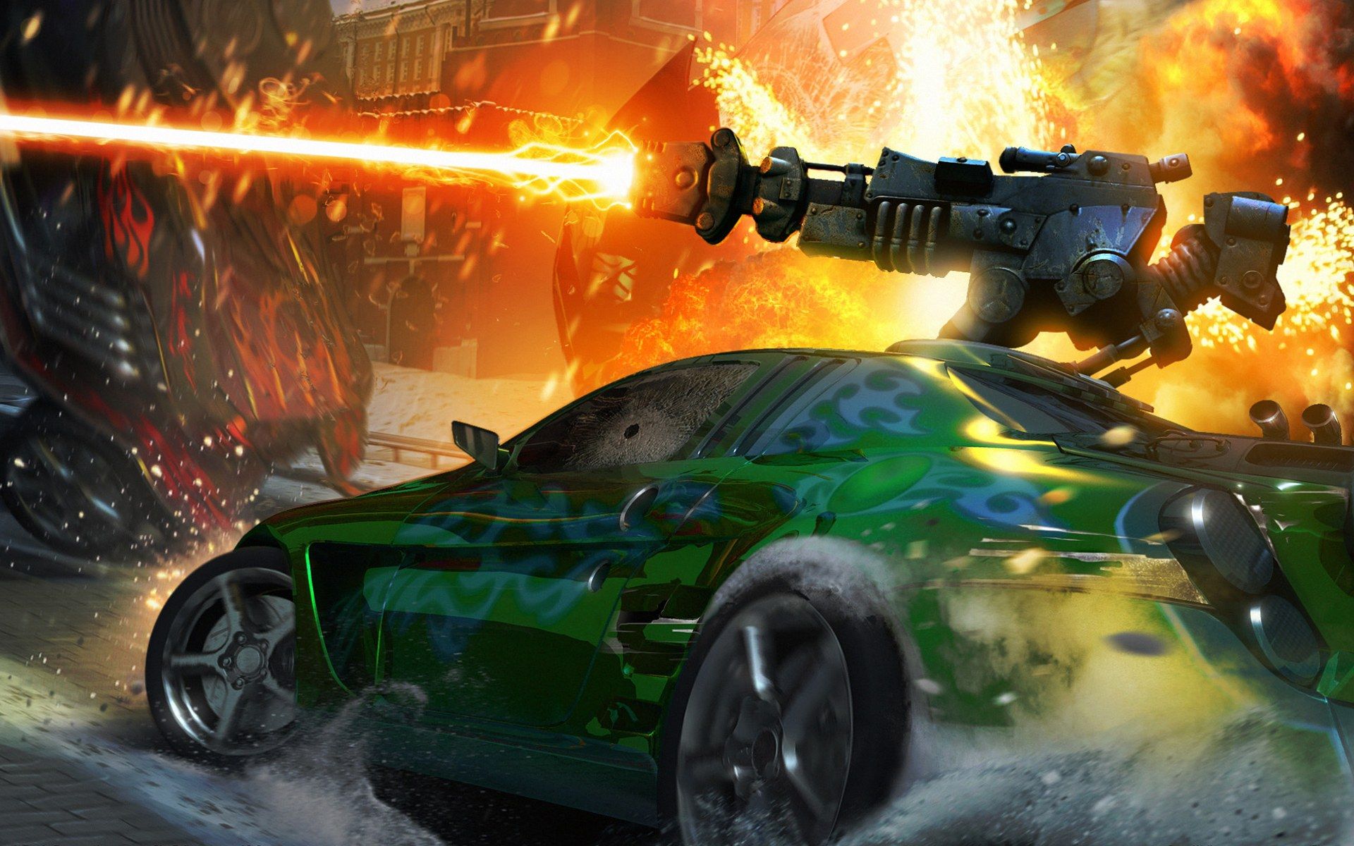 Car Racing Video Game Wallpaper Series Laser Firing