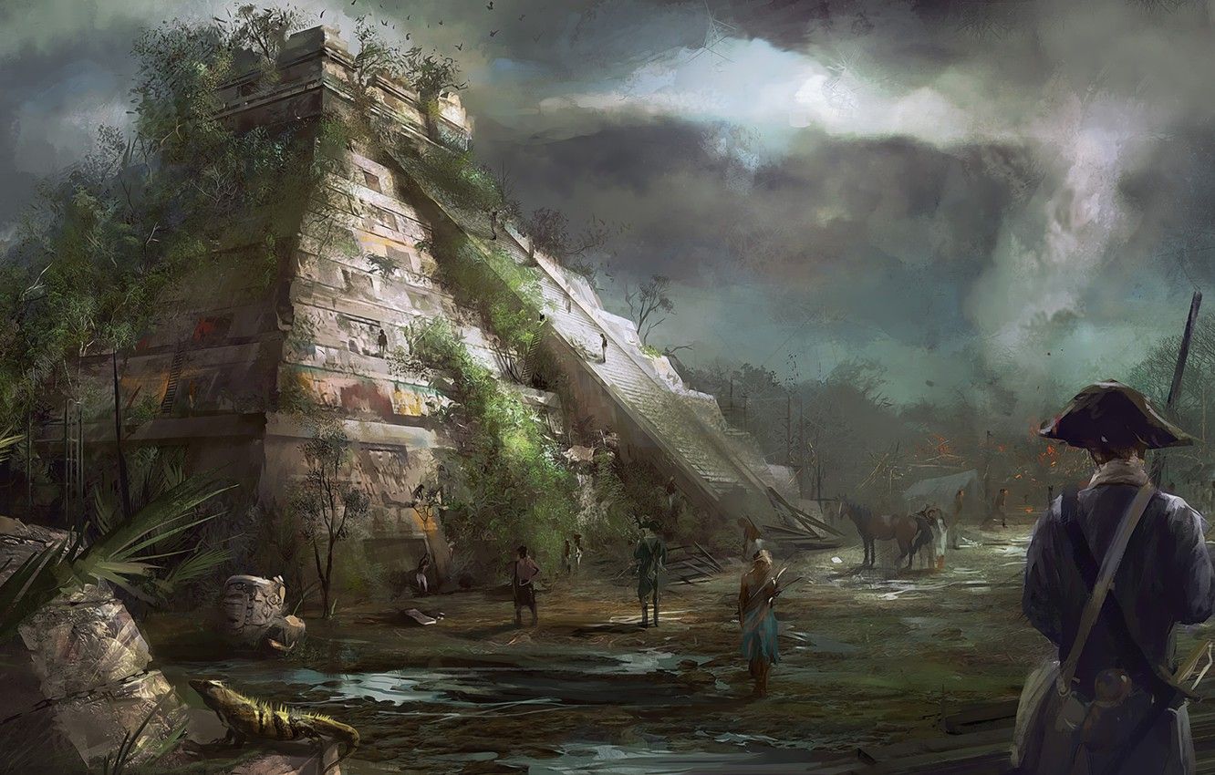 Wallpaper art, painting, concept art, ancient, Pyramid image for desktop, section живопись